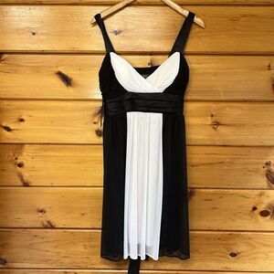 Dressbarn Collection Womens Black/White Sleeveless Evening A Line Dress Size 12